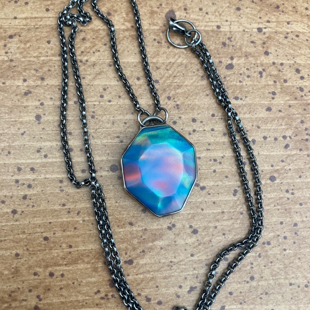 Sunny Rising Metal Synthetic Aurora Opal Necklace